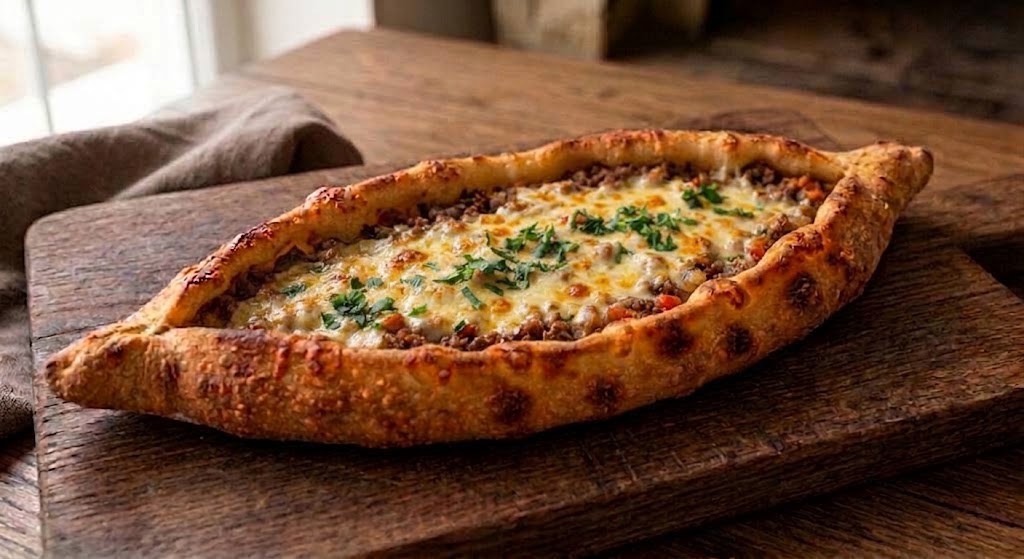 Kıymalı Kaşarlı Pide